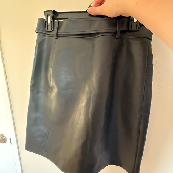 Bagatelle Black Leather Pencil Skirt with Belt - Picture 5 of 6